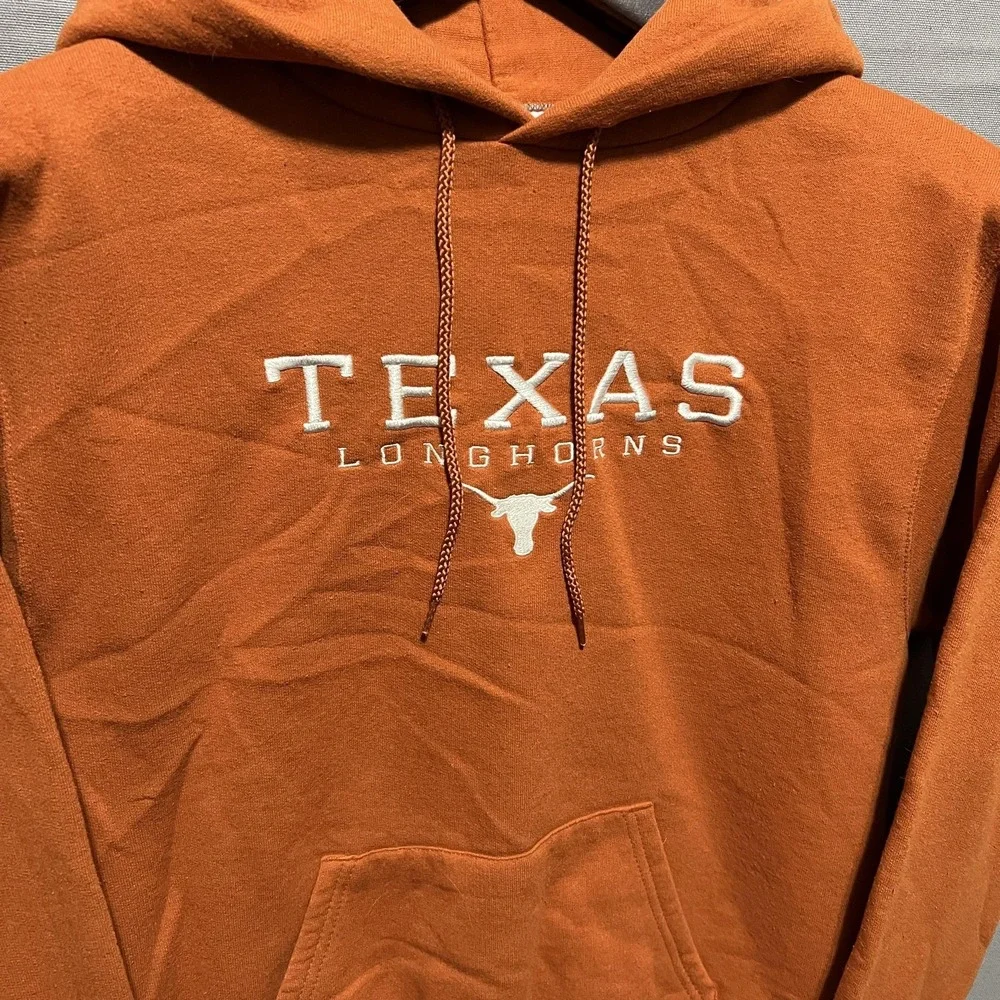 Texas Longhorns Champion Hoodie Mens Small Orange College Graphic Fleece - Picture 3 of 4